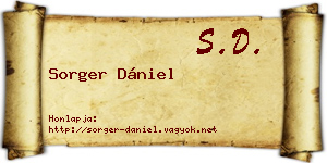Sorger Dániel névjegykártya